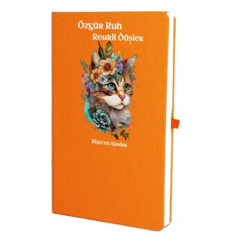 Tarihsiz Çizgili Turuncu Ajanda/Defter 13X21Cm