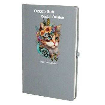 Tarihsiz Çizgili Gri Ajanda/Defter 13X21Cm
