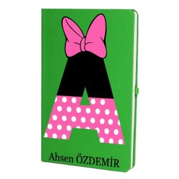 Tarihsiz Çizgili Yeşil Ajanda/Defter 13X21Cm