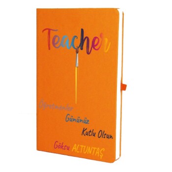 Tarihsiz Çizgili Turuncu Ajanda/Defter 13X21Cm