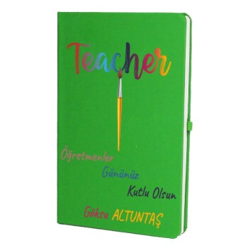 Tarihsiz Çizgili Yeşil Ajanda/Defter 13X21Cm