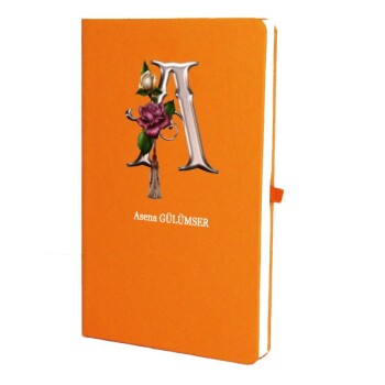 Tarihsiz Çizgili Turuncu Ajanda/Defter 13X21Cm