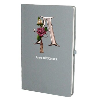 Tarihsiz Çizgili Gri Ajanda/Defter 13X21Cm