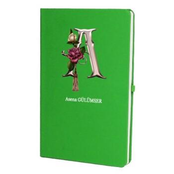 Tarihsiz Çizgili Yeşil Ajanda/Defter 13X21Cm