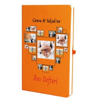 Tarihsiz Çizgili Turuncu Ajanda/Defter 13X21Cm