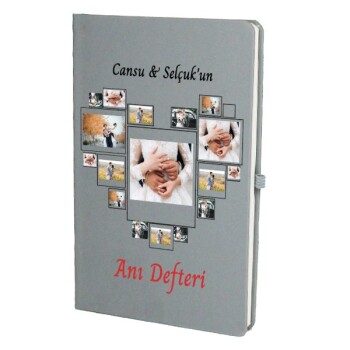 Tarihsiz Çizgili Gri Ajanda/Defter 13X21Cm