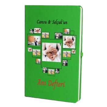 Tarihsiz Çizgili Yeşil Ajanda/Defter 13X21Cm