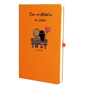 Tarihsiz Çizgili Turuncu Ajanda/Defter 13X21Cm