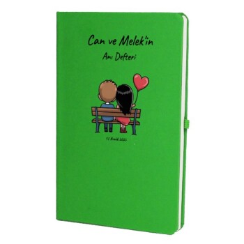 Tarihsiz Çizgili Yeşil Ajanda/Defter 13X21Cm