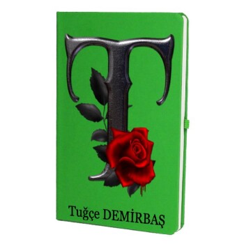Tarihsiz Çizgili Yeşil Ajanda/Defter 13X21Cm