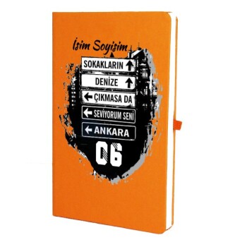 Tarihsiz Çizgili Turuncu Ajanda/Defter 13X21Cm