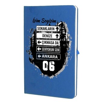 Tarihsiz Çizgili Mavi Ajanda/Defter 13X21Cm