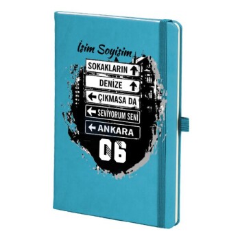 Tarihsiz Çizgili Turkuaz Ajanda/Defter 13X21Cm