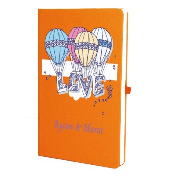 Tarihsiz Çizgili Turuncu Ajanda/Defter 13X21Cm