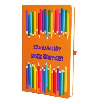 Tarihsiz Çizgili Turuncu Ajanda/Defter 13X21Cm