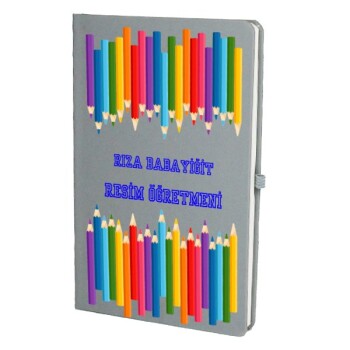 Tarihsiz Çizgili Gri Ajanda/Defter 13X21Cm