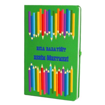 Tarihsiz Çizgili Yeşil Ajanda/Defter 13X21Cm