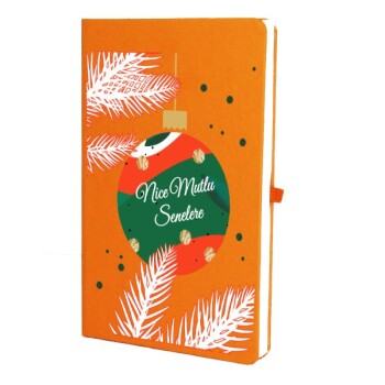 Tarihsiz Çizgili Turuncu Ajanda/Defter 13X21Cm