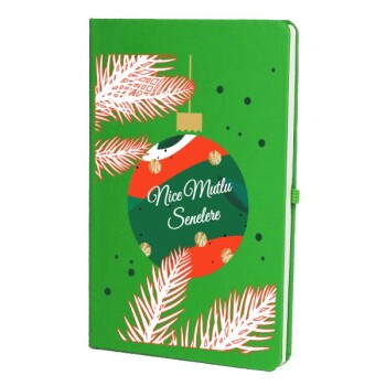 Tarihsiz Çizgili Yeşil Ajanda/Defter 13X21Cm