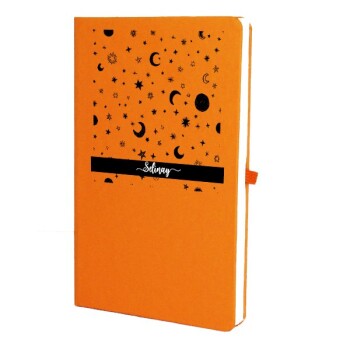 Tarihsiz Çizgili Turuncu Ajanda/Defter 13X21Cm