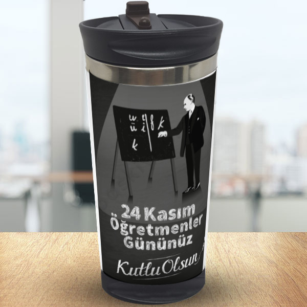 24 Kasım Öğretmenler Günü Kutlu Olsun Baskılı Termos online tasarla
