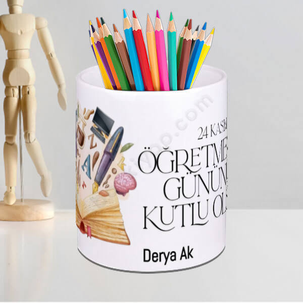 24 Kasım Öğretmenler Günü Porselen Kalemlik online tasarla