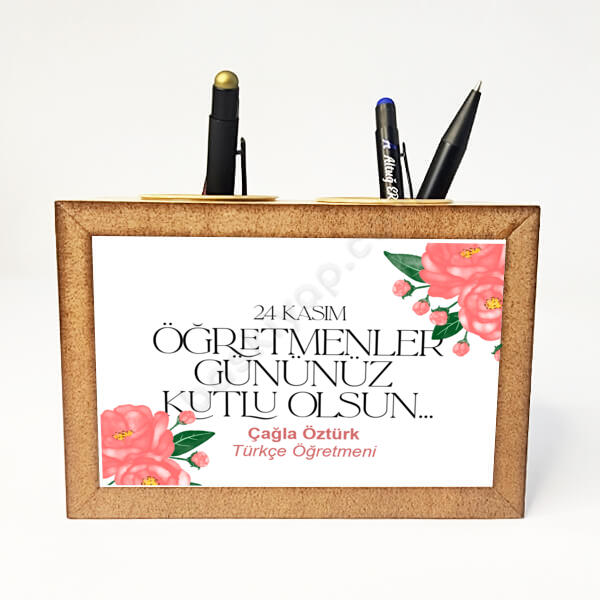 24 Kasım Öğretmenler Günü Tasarımlı Masaüstü Kalemlik online tasarla