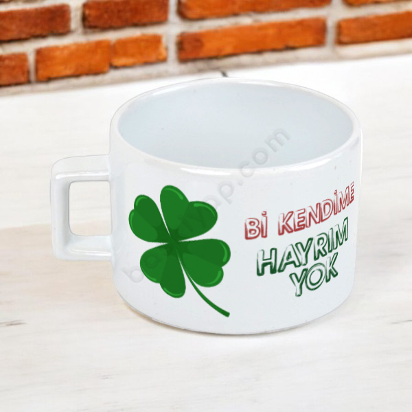 4 Yapraklı Yonca Tasarım Kahve Fincanı online tasarla