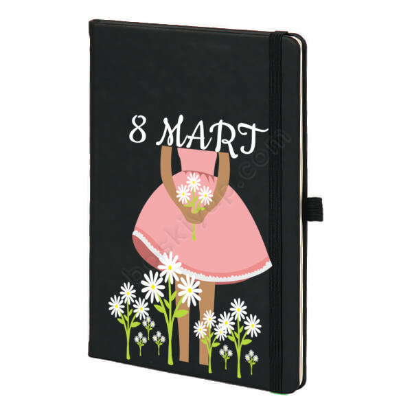 8 Mart Dünya Kadınlar Günü 2 Tasarım Siyah Ajanda – Tarihsiz Siyah Ajanda / Defter tasarımı