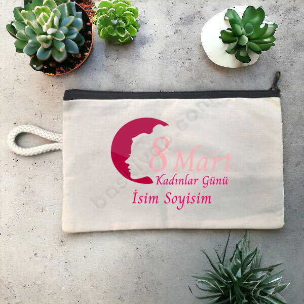 8 Mart Kadınlar Gününe Özel  Bez Kalemlik - Makyaj Çantası online tasarla