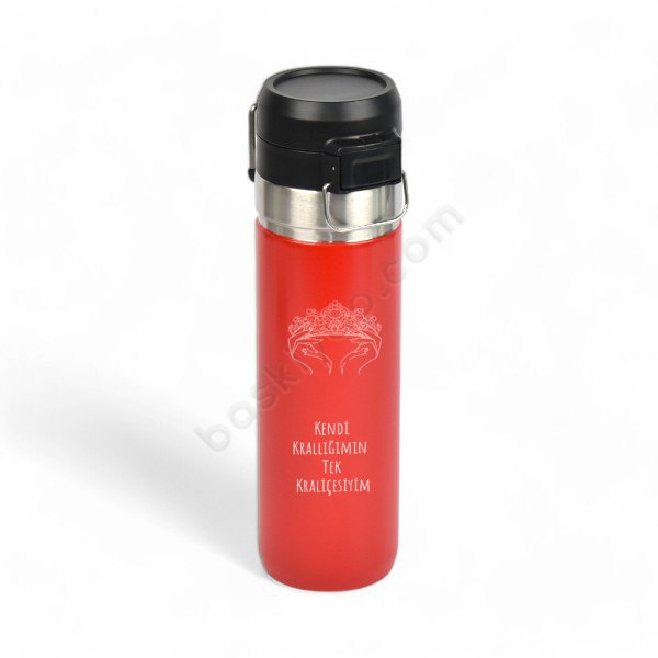 8 Mart Kadınlar Gününe Özel Kırmızı 700 Ml Çelik Termos online tasarla