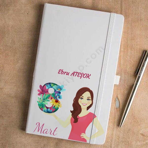 8 Mart Tasarım Beyaz Ajanda online tasarla