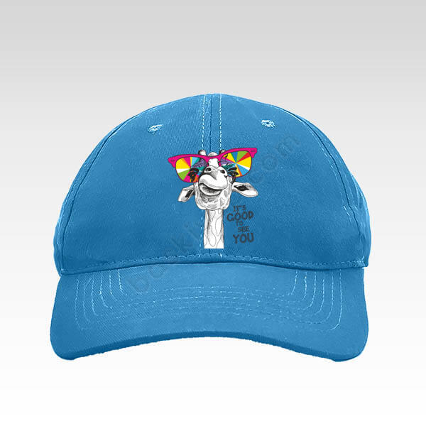 Zürafa Baskılı Açık Mavi Bez Şapka online tasarla