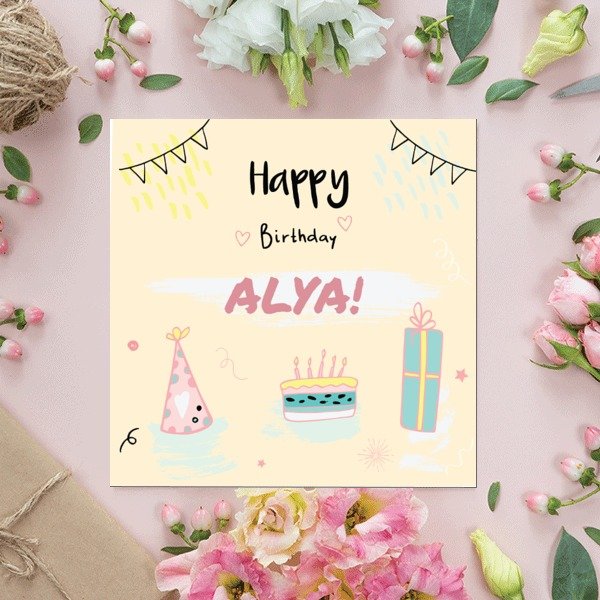 Açık Sarı Zeminli İyiki Doğdun online tasarla