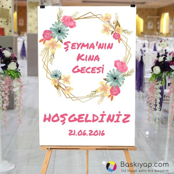 Gold Mavi Pembe Çiçekli online tasarla