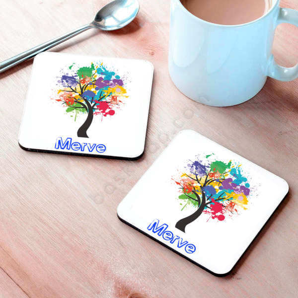 Ağaç Desenli Bardak Altığı online tasarla