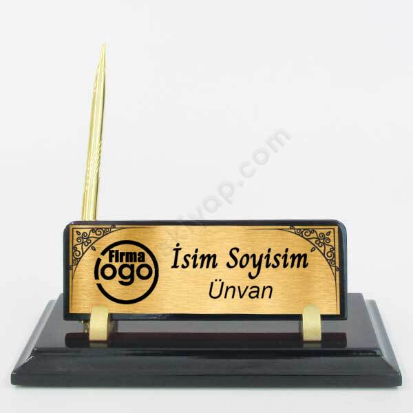 Ahşap Masa İsimliği Ceviz Renkli online tasarla