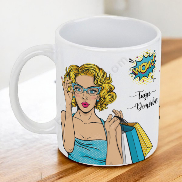 Alışveriş Çantalı Pop Art Tasarımlı Kupa online tasarla