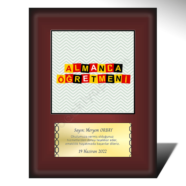 Almanca Öğretmenine Özel Ahşap Plaket online tasarla