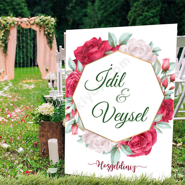 Altıgen Pembe Tasarım Ayaklı Pano online tasarla