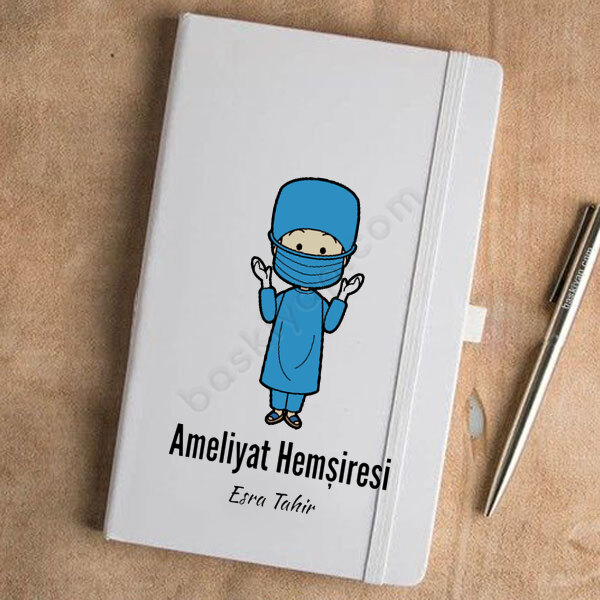 Ameliyat Hemşiresi Tasarım Beyaz Defter Ajanda online tasarla