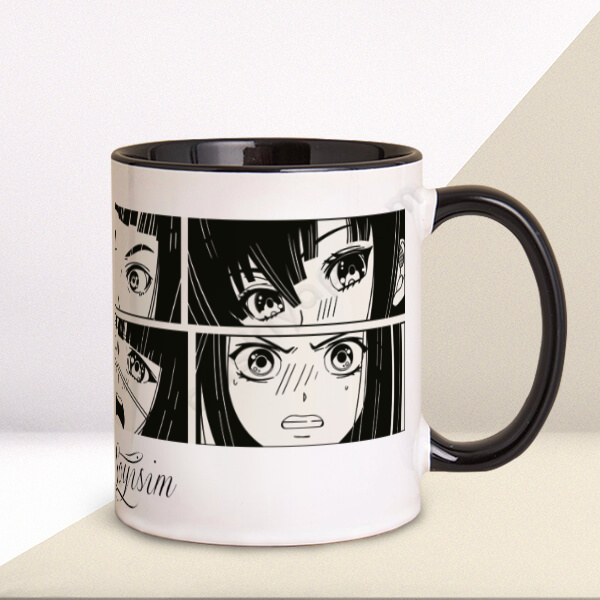 Anime Karakterli Siyah Kupa Bardak online tasarla