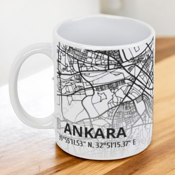 Ankara Şehir Haritası Baskılı Kupa online tasarla