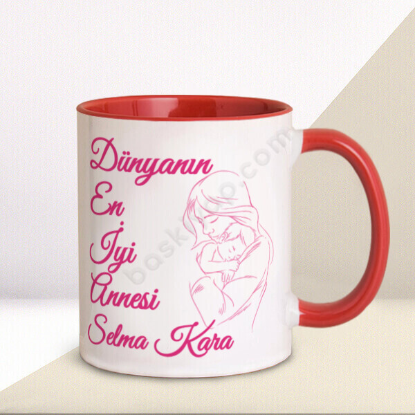 Anneler Günü Kırmızı Kupa Bardak online tasarla
