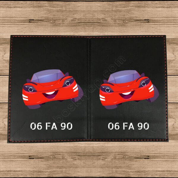 Araba Tasarımlı Termo Deri Siyah Ruhsat Kabı online tasarla