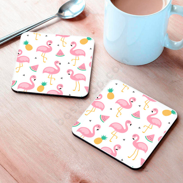 Arkadaşa Özel Flamingo Baskılı Bardak Altlığı online tasarla