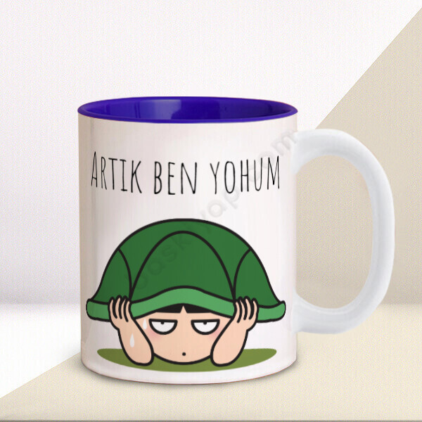 Artık Ben Yokum Tasarımlı Mavi Kupa – Kişiye Özel Baskılı Lacivert Kupa tasarımı