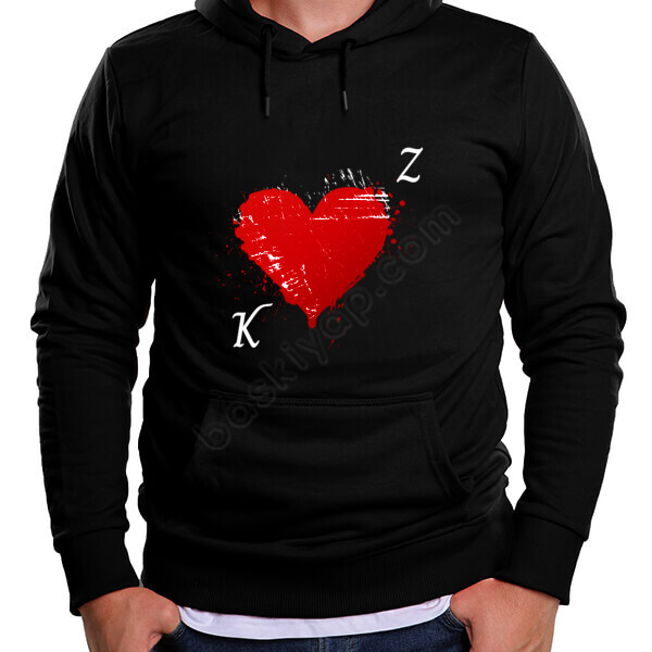 Kişiye Özel Sevgili Kalp İsim Baskılı Hoodie Sweatshirt online tasarla
