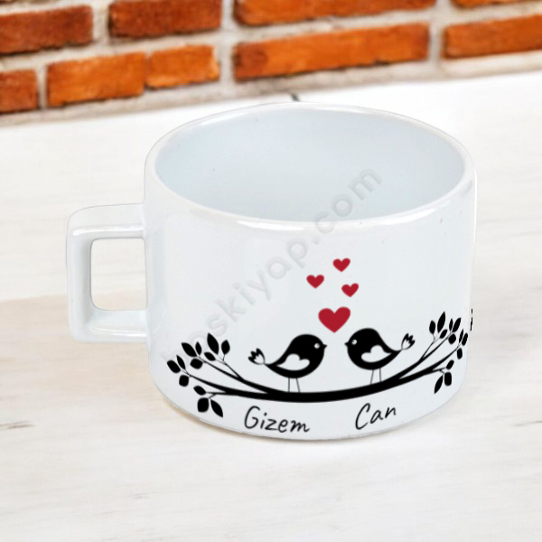 Aşık Kuşlar Tasarımlı Fincan online tasarla
