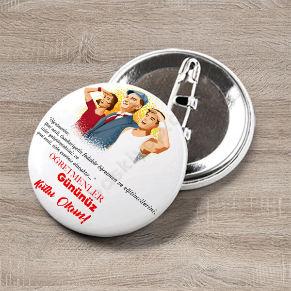 Atatürklü Öğretmenler Günü Buton Rozet - Kendin Tasarla 44 M online tasarla